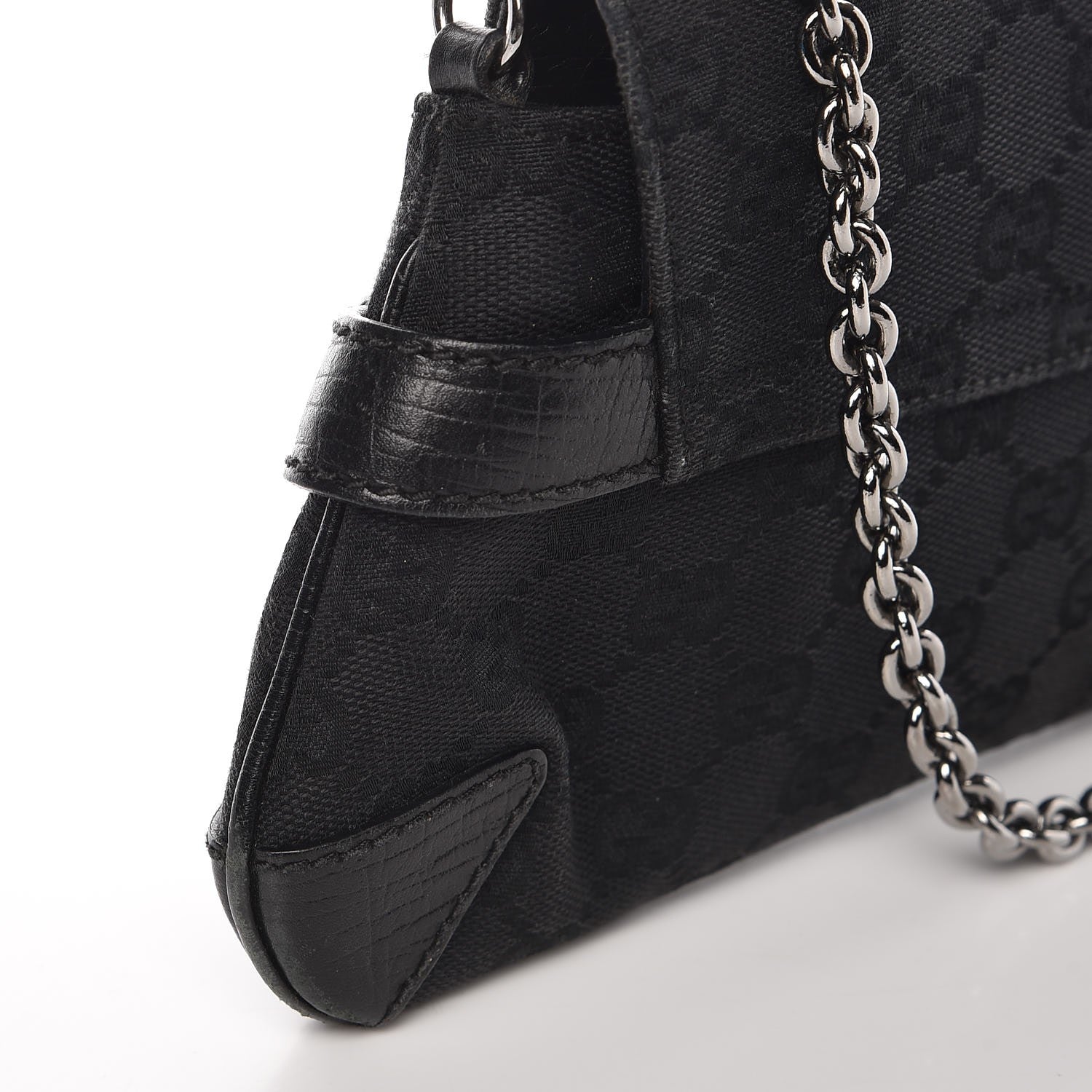 Gucci Monogram Horsebit Chain Clutch Black 8 of 13