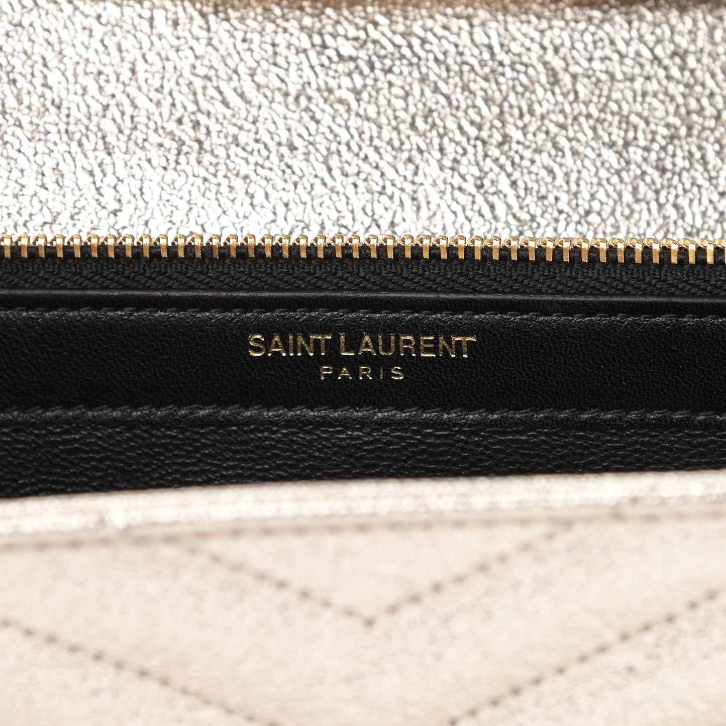 Metallic Grain De Poudre Matelasse Chevron Monogram Chain Wallet Gold