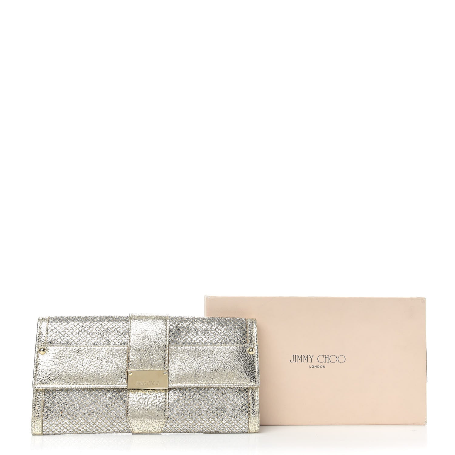 Jimmy Choo Glitter Fabric Reese Clutch Wallet Metallic 9 of 9