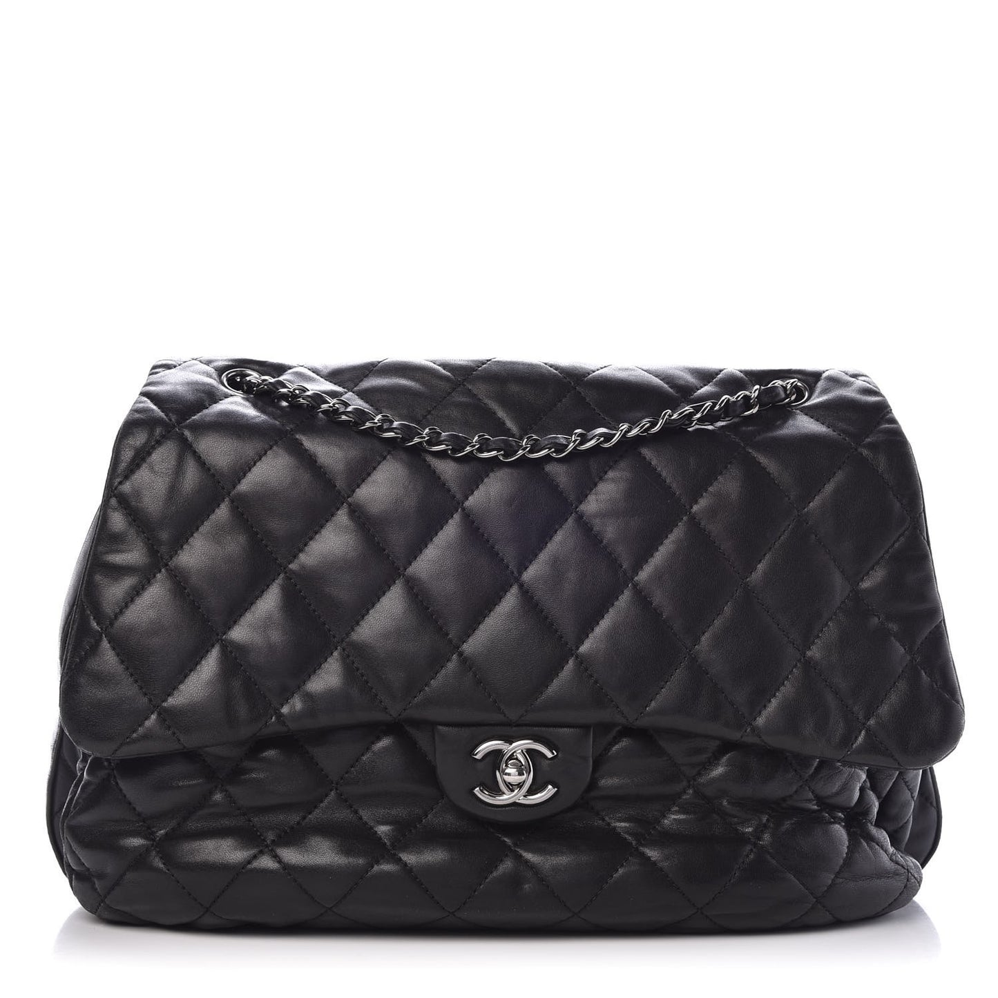 Lambskin Quilted 3 Maxi Flap Bag Black