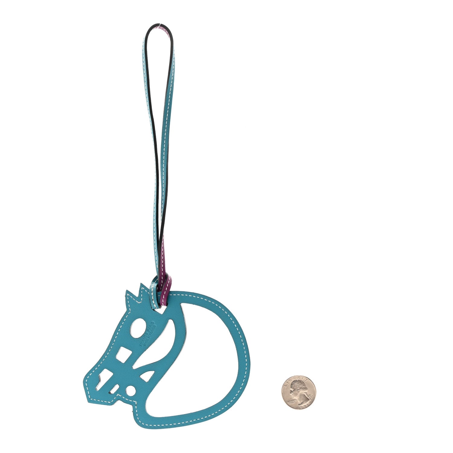 Hermes Swift Paddock Cheval Horse Bag Charm Violet Turquoise 2 of 4