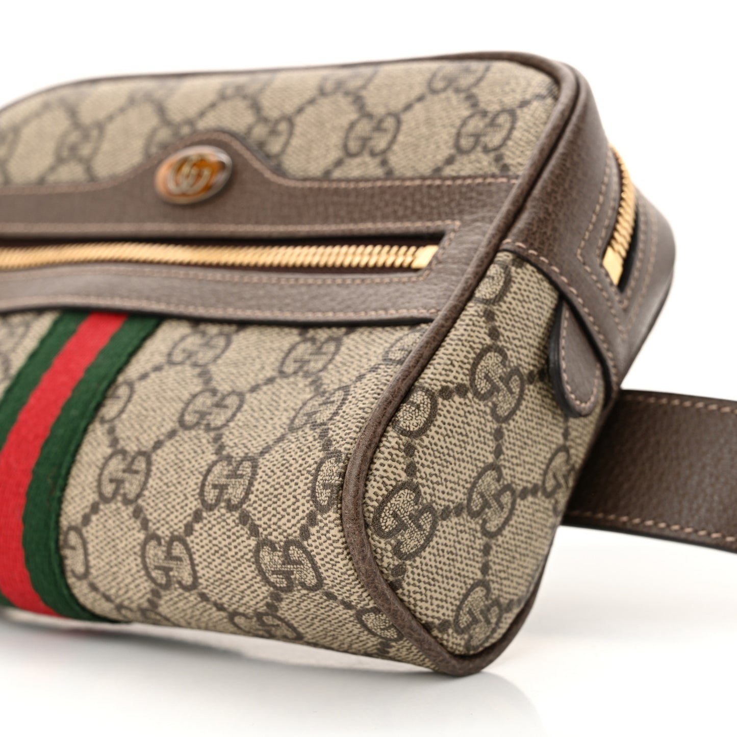 GG Supreme Monogram Web Small Ophidia Belt Bag 85 34 Dark Brown