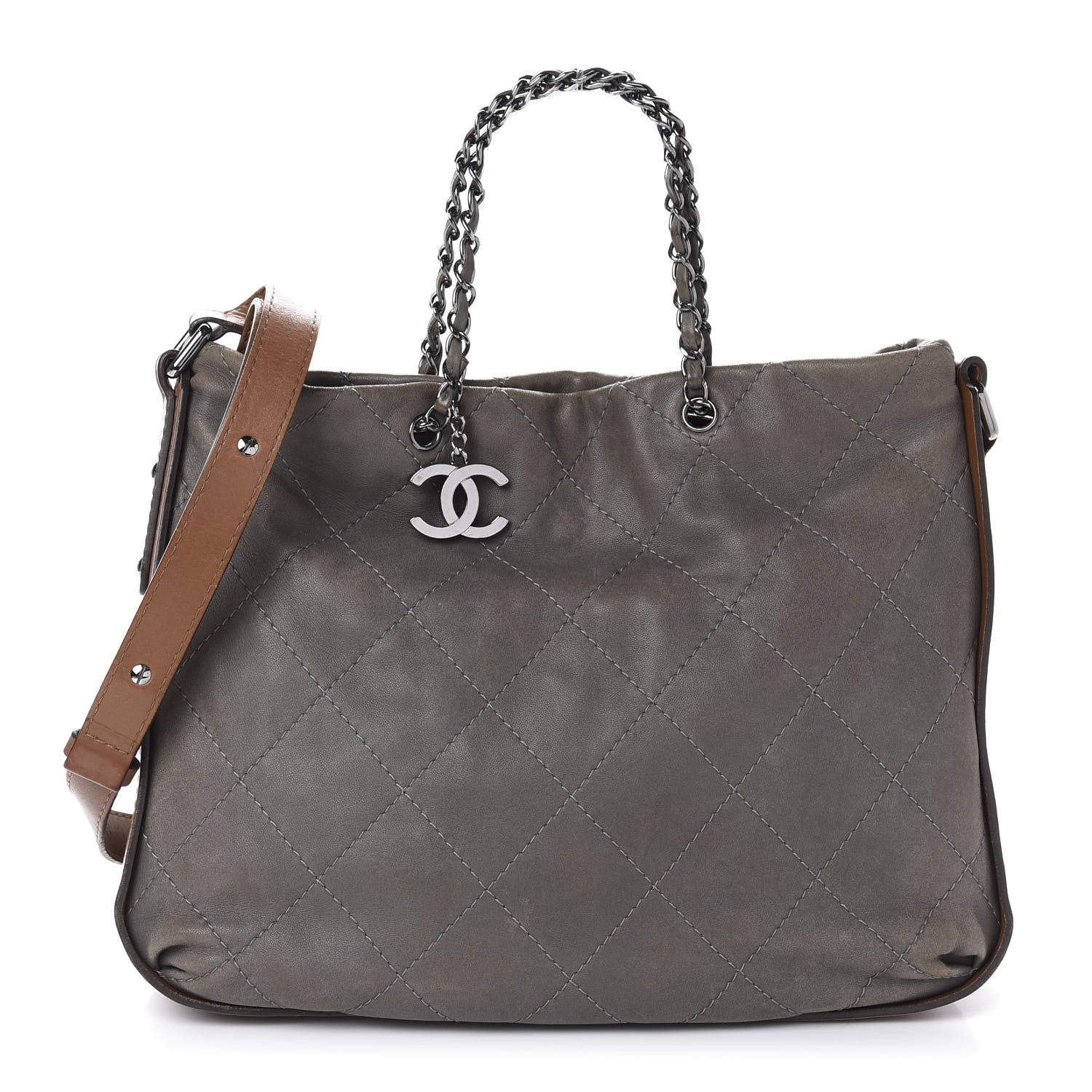 Chanel Calfskin Country Chic Stitched Hobo Grey 1 of 11