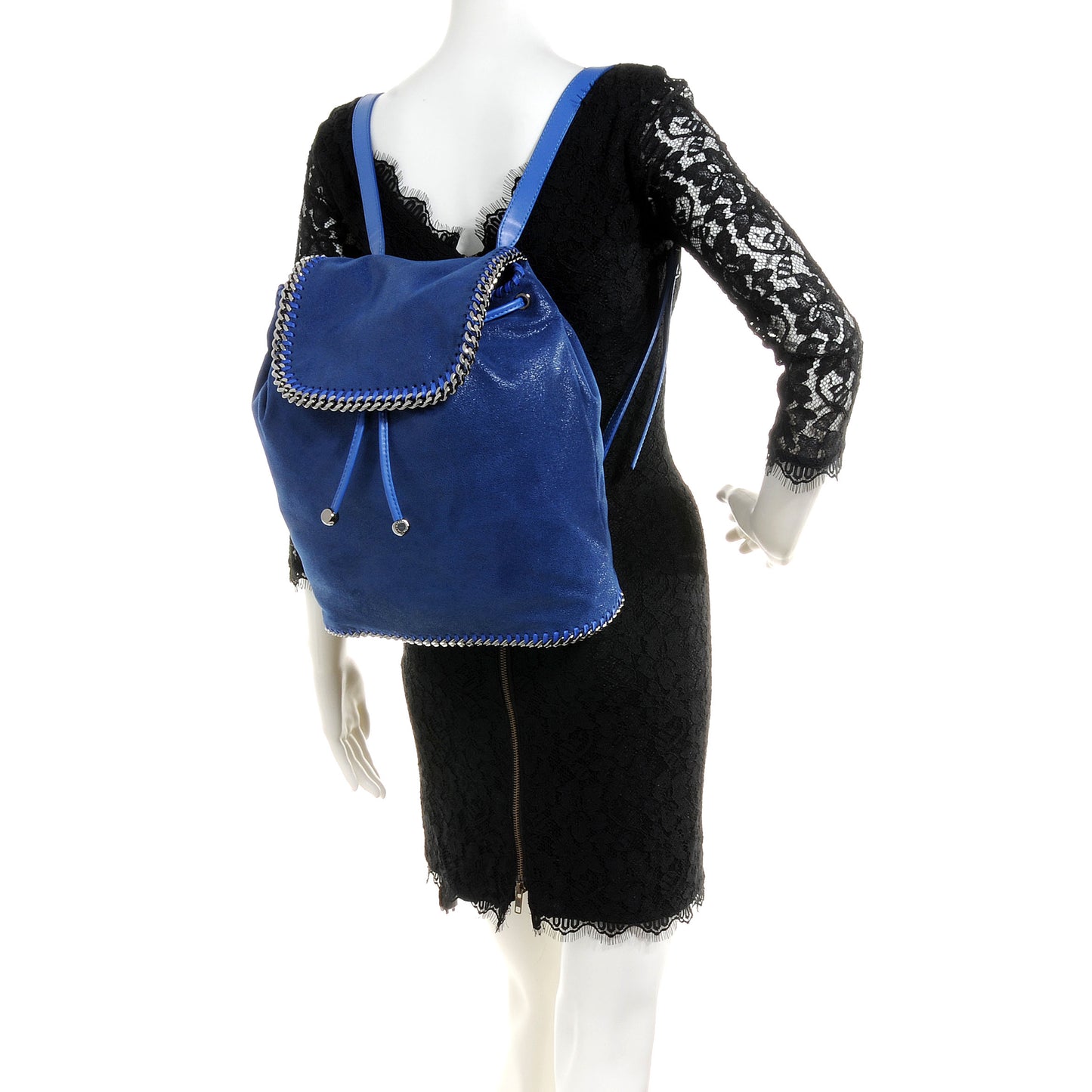 Faux Leather Shaggy Deer Falabella Backpack Blue