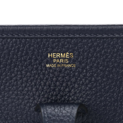 Hermes Taurillon Clemence Quadrille Evelyne III PM Bleu Nuit Bleu Saphir Anemone Capucine 5 of 10