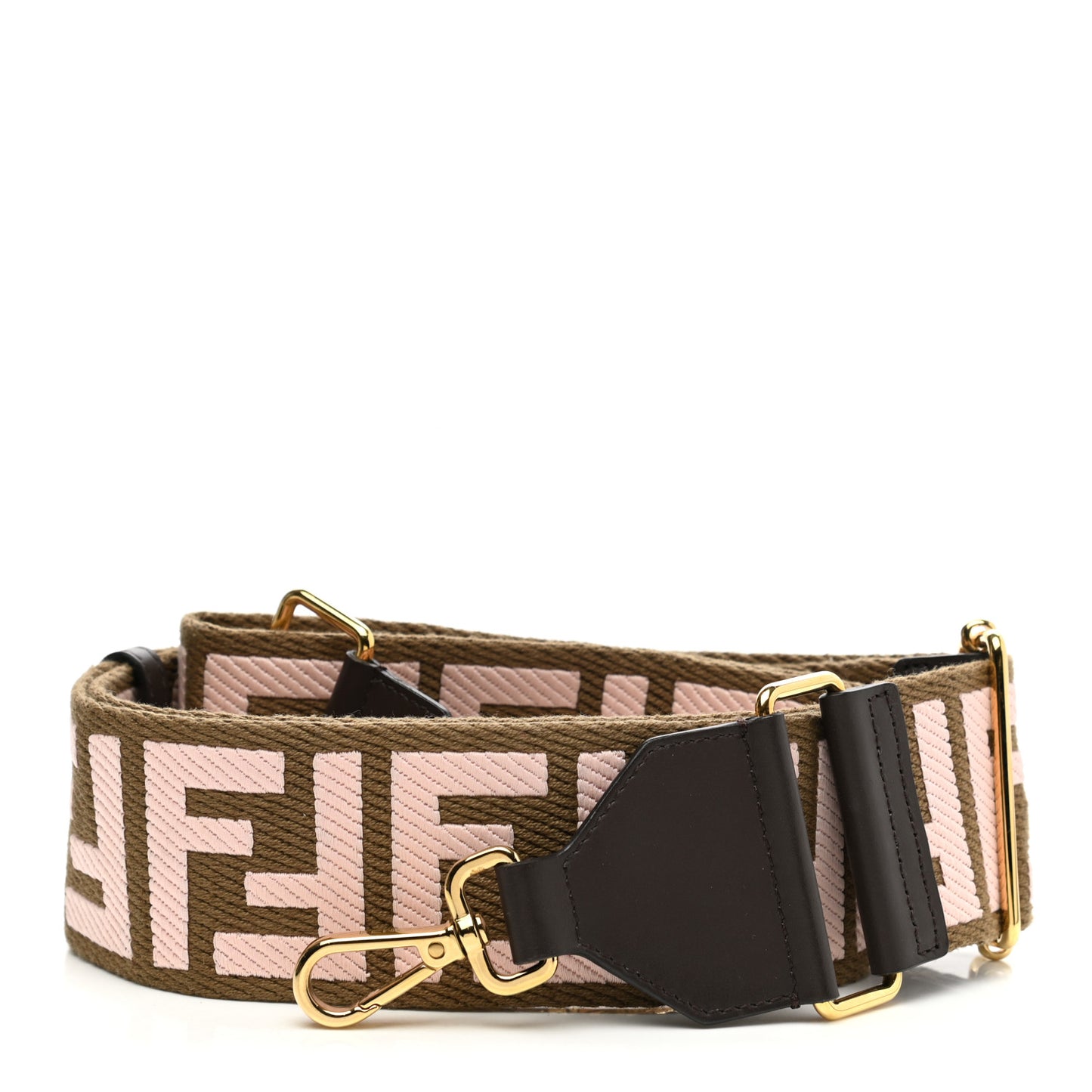 Ribbon Vitello Century FF 1974 Embroidered Adjustable Strap You Fango Rosa Confetto Chocolate