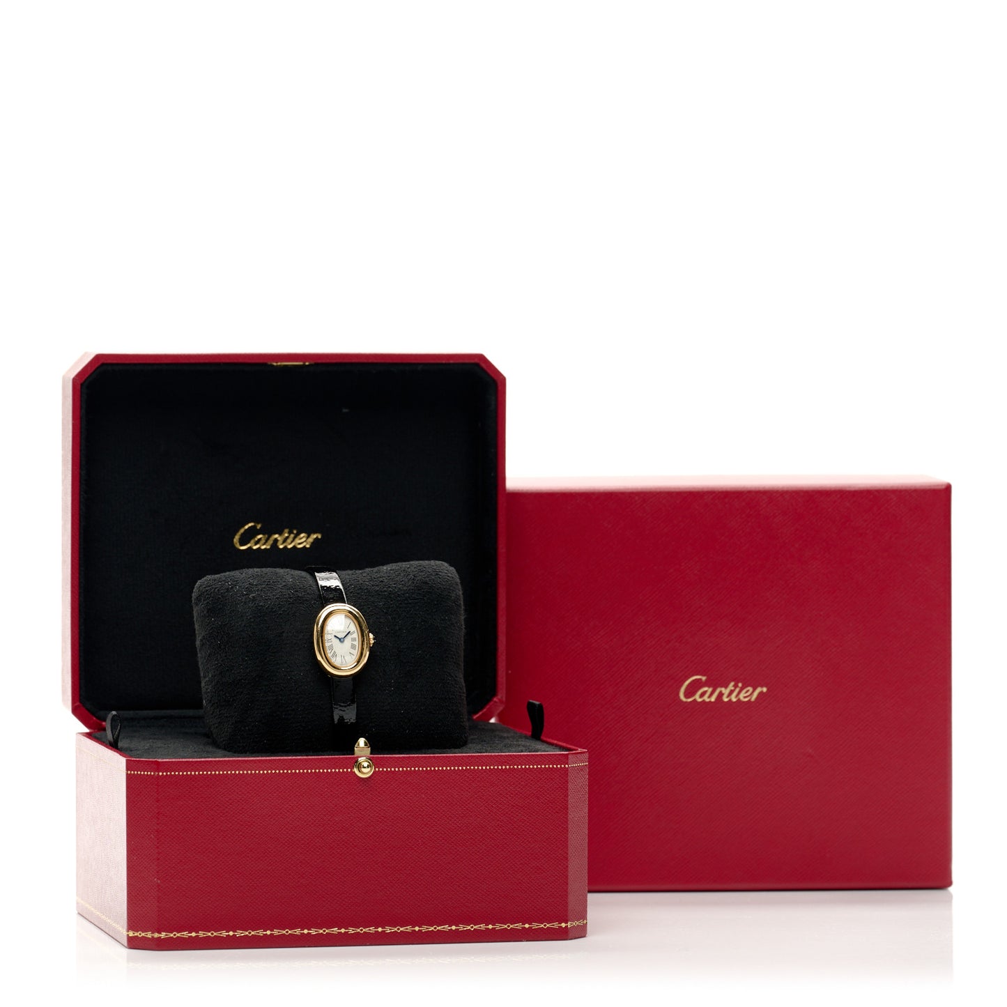 18K Yellow Gold Calfskin 18mm Baignoire Quartz Watch