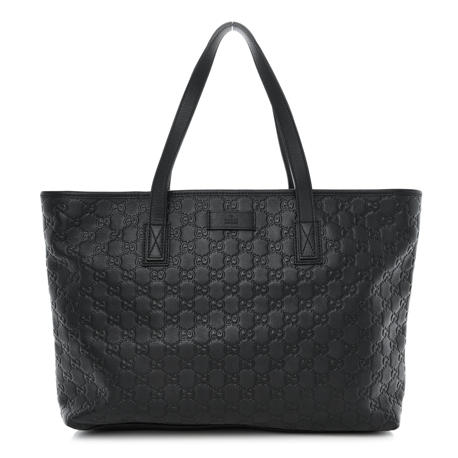 Gucci Guccissima Medium Zippered Shopping Tote Black 1 of 10
