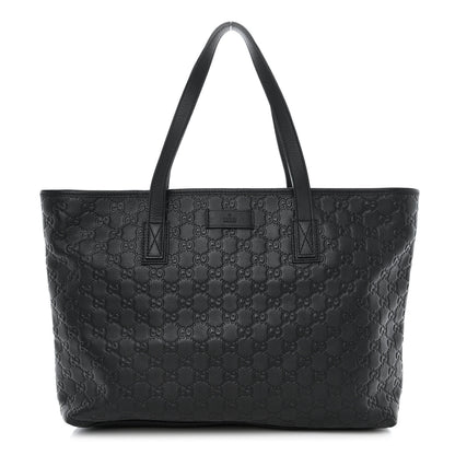 Gucci Guccissima Medium Zippered Shopping Tote Black 1 of 10