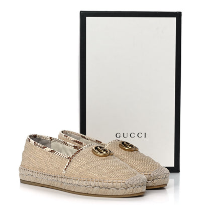 Gucci Straw Elaphe Matelasse GG Marmont Espadrilles 38 Natural Cream Brown 11 of 11