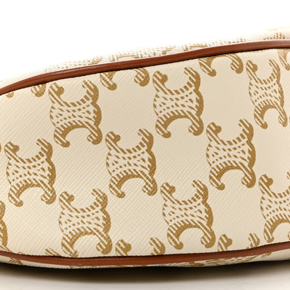 Celine Canvas Calfskin Ava Triomphe Shoulder Bag White 9 of 10