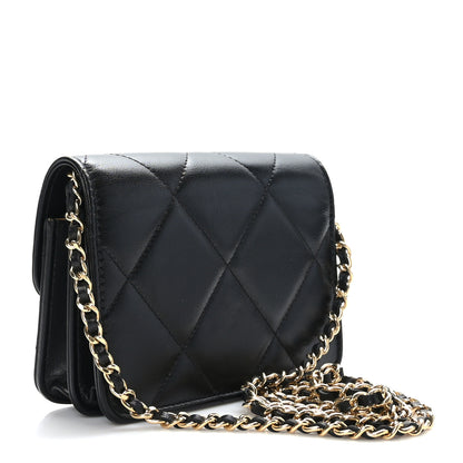 Chanel Calfskin Strass Quilted Clutch With Chain Flap Black 3 of 10