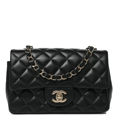Chanel Lambskin Quilted Mini Rectangular Flap Black 1 of 9