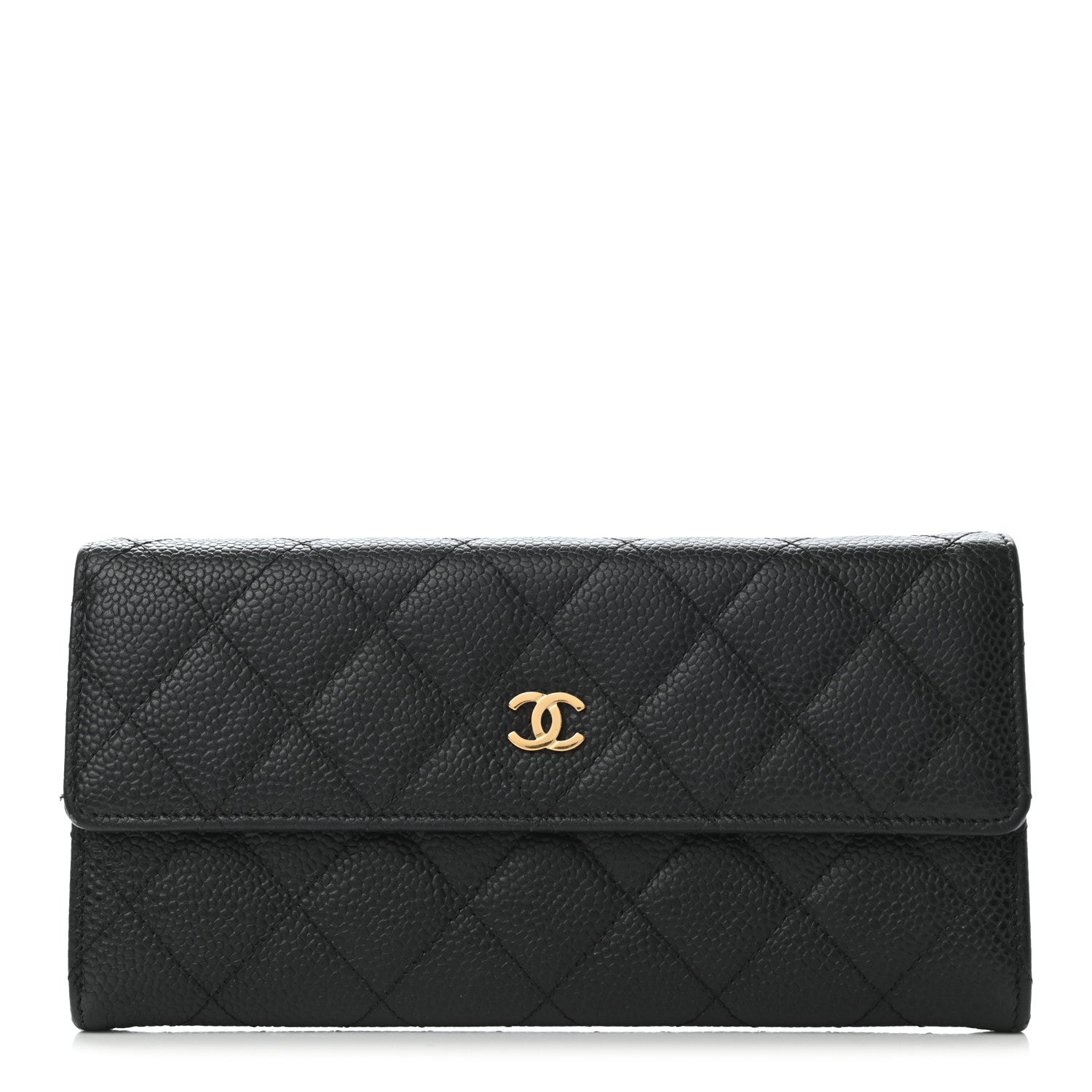 Chanel Caviar Quilted Large Gusset Flap Wallet Black 1 of 9
