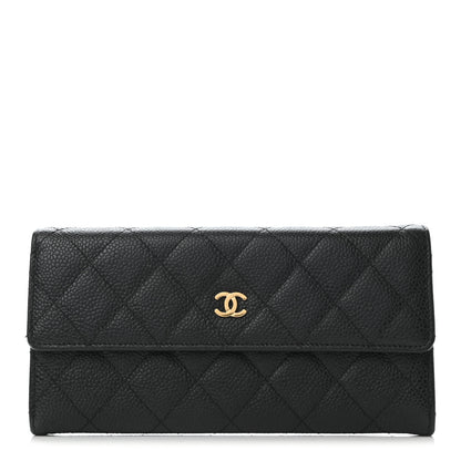 Chanel Caviar Quilted Large Gusset Flap Wallet Black 1 of 9