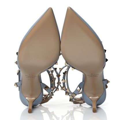Valentino Garavani Calfskin Nappa Rockstud Ankle Strap 65mm Pumps 37.5 Water Sky 5 of 8