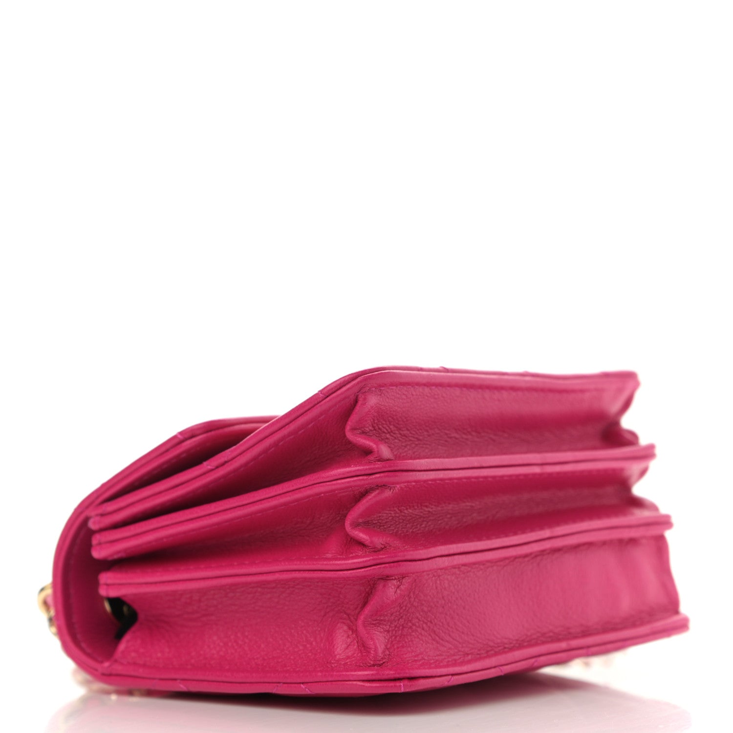 Chanel Lambskin Quilted Top Handle Flap Clutch With Chain Fuchsia 4 of 10