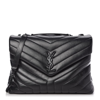 Saint Laurent Calfskin Y Quilted Monogram Medium Loulou Chain Satchel Black 1 of 9