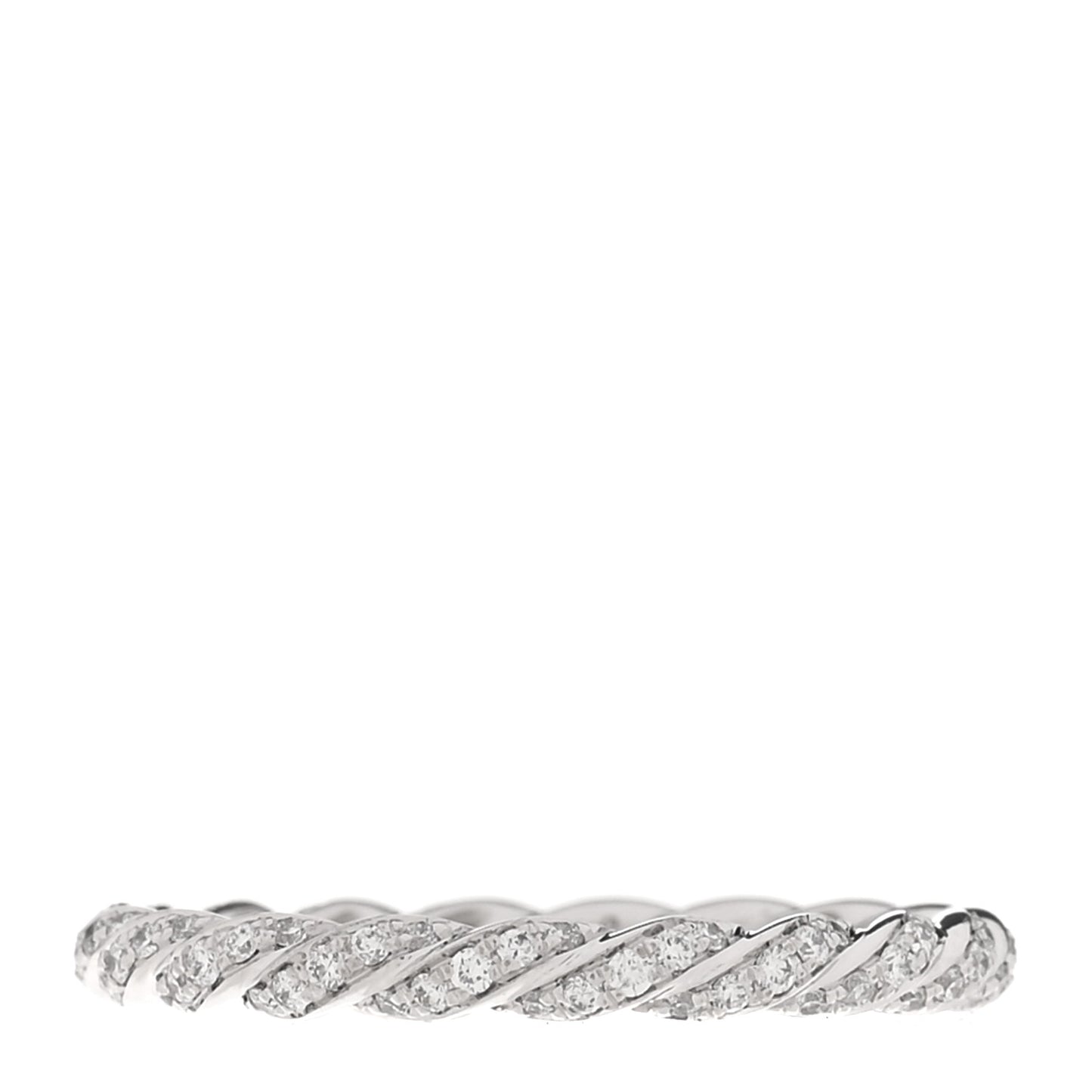 18K White Gold Diamond Pave Petite Band Ring 57 8