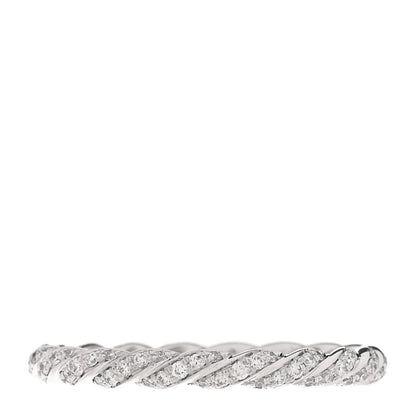 David Yurman 18K White Gold Diamond Pave Petite Band Ring 57 8 1 of 4