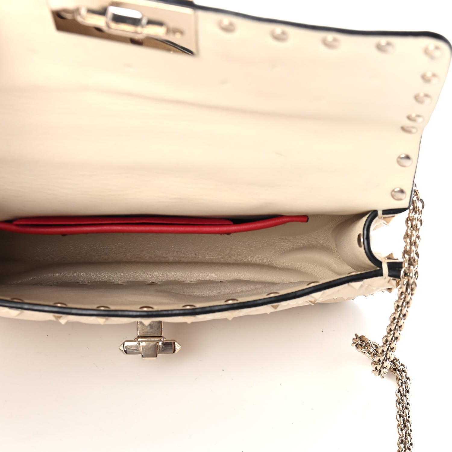 Valentino Garavani Nappa Small Rockstud Spike Shoulder Bag Light Ivory 4 of 4