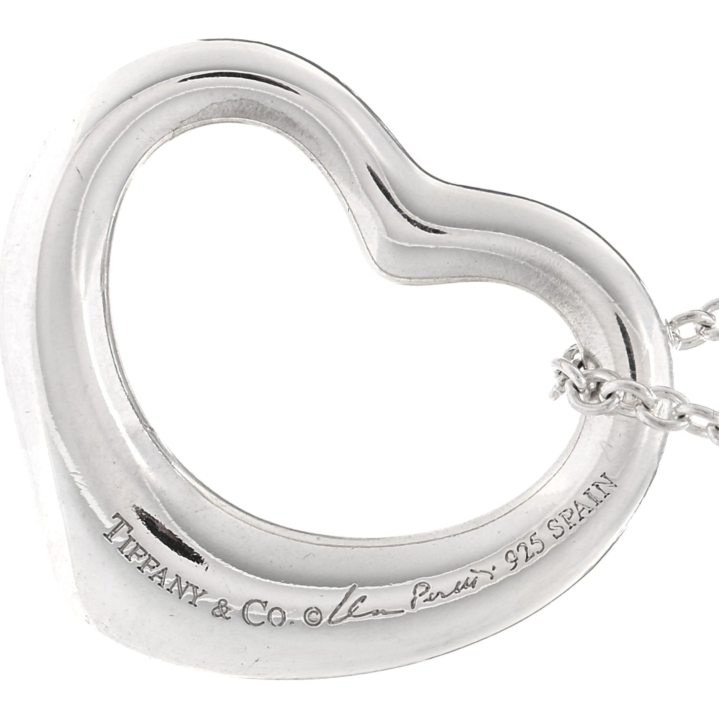 Sterling Silver 22mm Elsa Peretti Open Heart Pendant Necklace