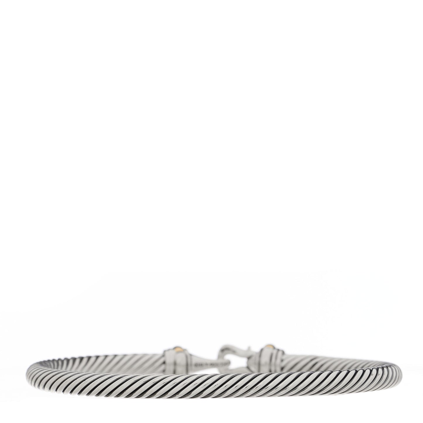 Sterling Silver 18K Yellow Gold 4mm Cable Classic Buckle Bracelet