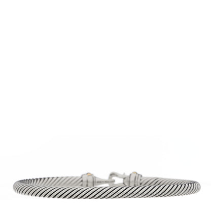 David Yurman Sterling Silver 18K Yellow Gold 4mm Cable Classic Buckle Bracelet 2 of 3