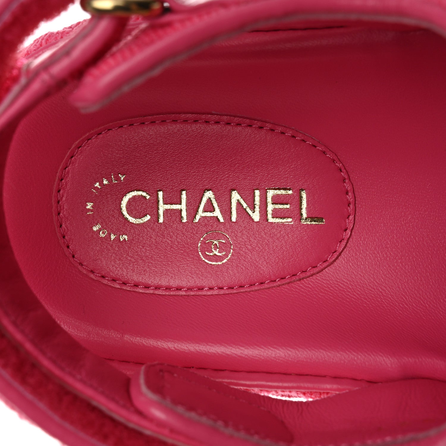 Chanel Knit Fabric Velcro Dad Sandals 36 Pink 6 of 9
