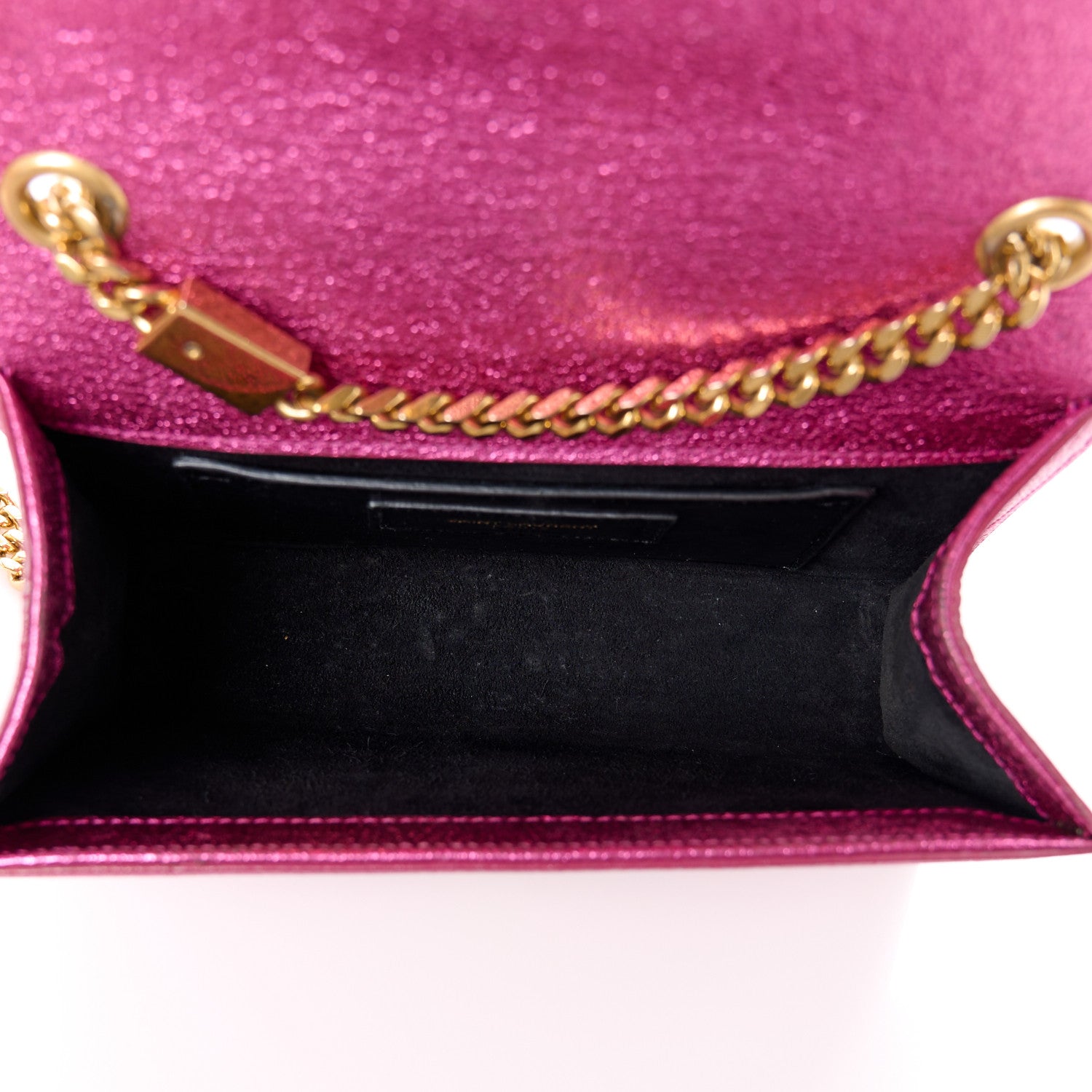 Saint Laurent Metallic Calfskin Small Classic Monogram Kate Satchel Fuchsia 5 of 10
