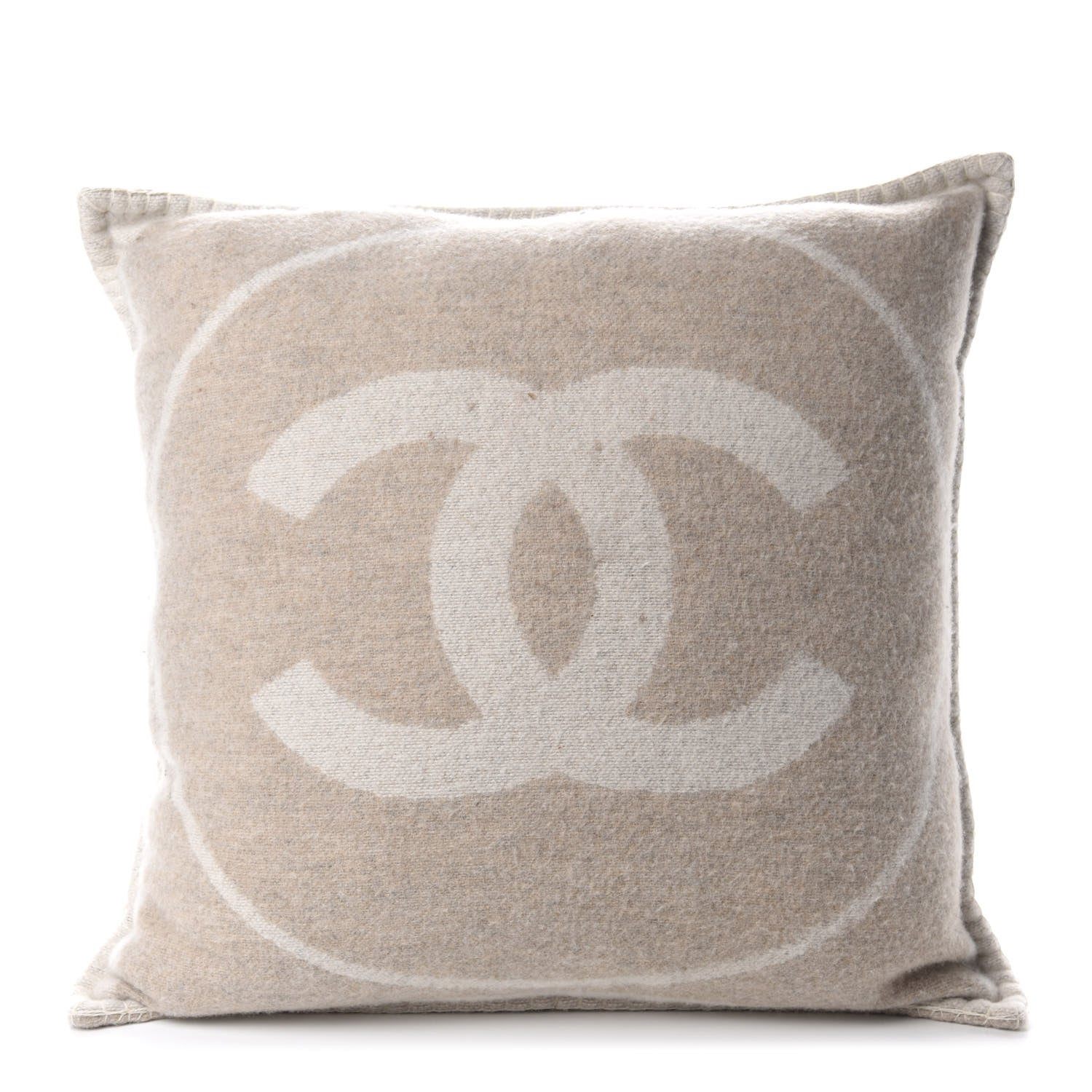 Chanel Merino Wool Cashmere CC Pillow Beige Off White 1 of 5