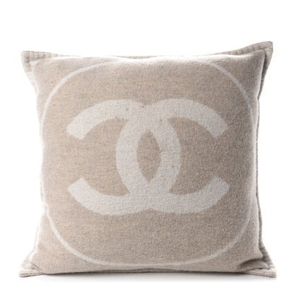 Chanel Merino Wool Cashmere CC Pillow Beige Off White 1 of 5