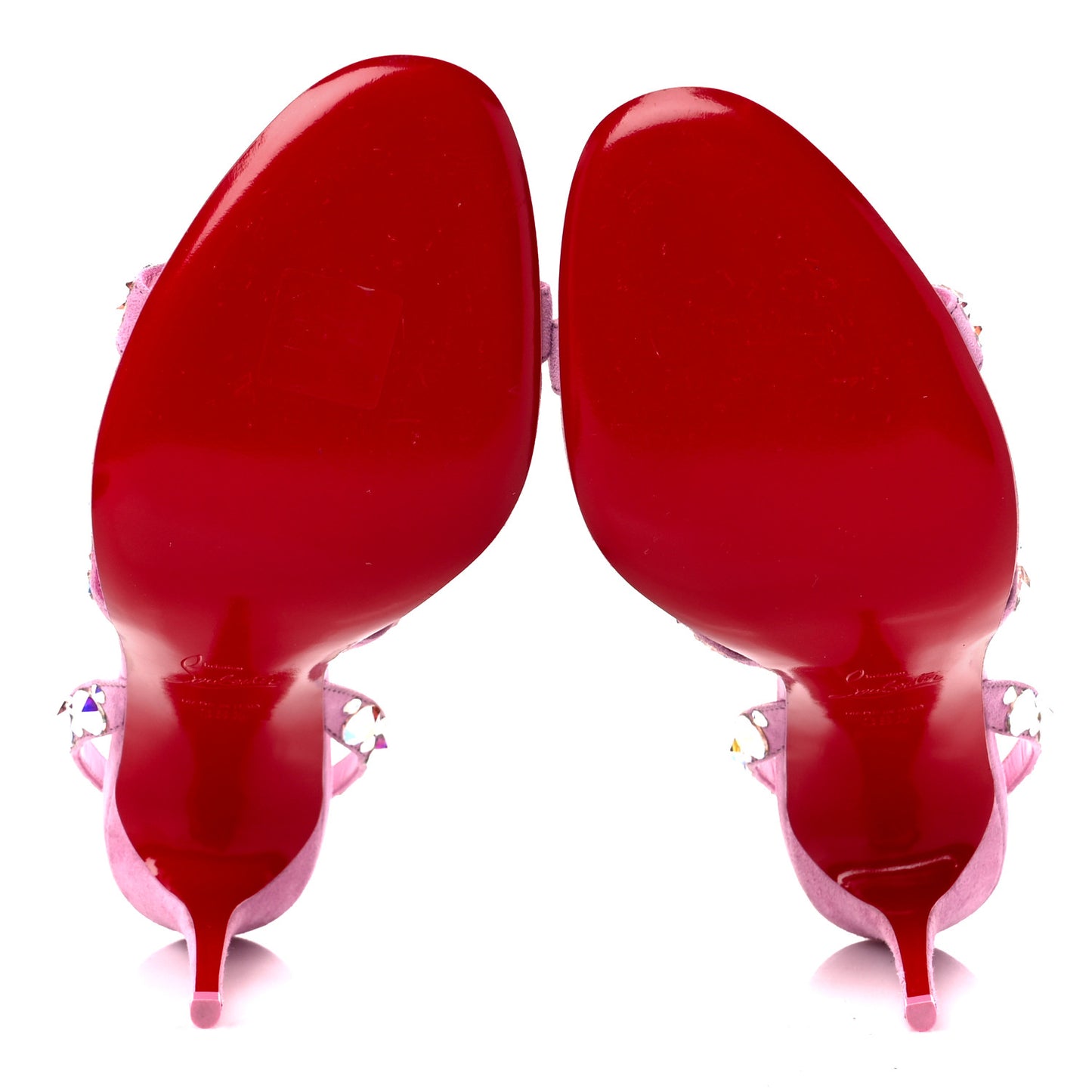 Veau Velours Crystal Embellished Emilie 10 Sandals 39.5 Pink