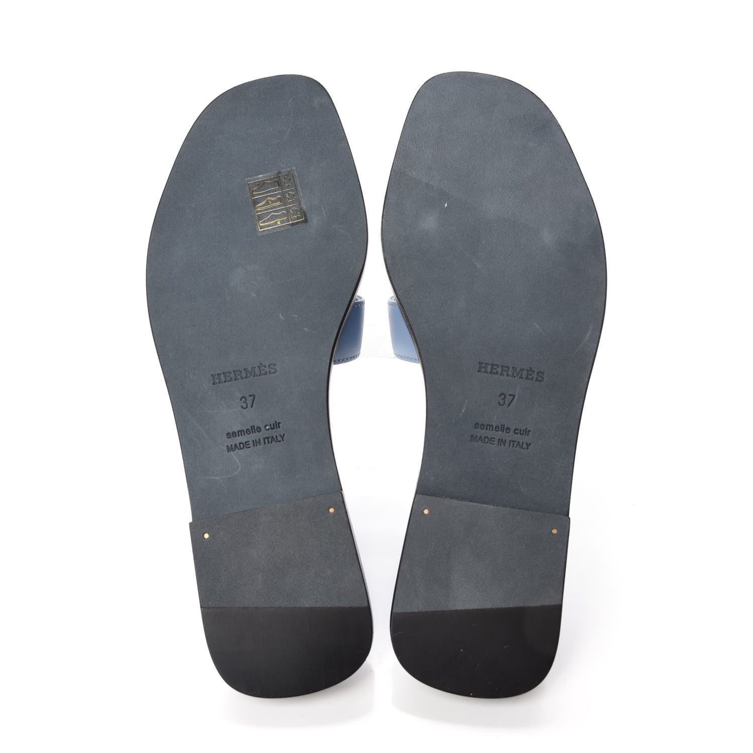 Hermes Box Calfskin Oran Sandals 37 Light Bleu 5 of 9