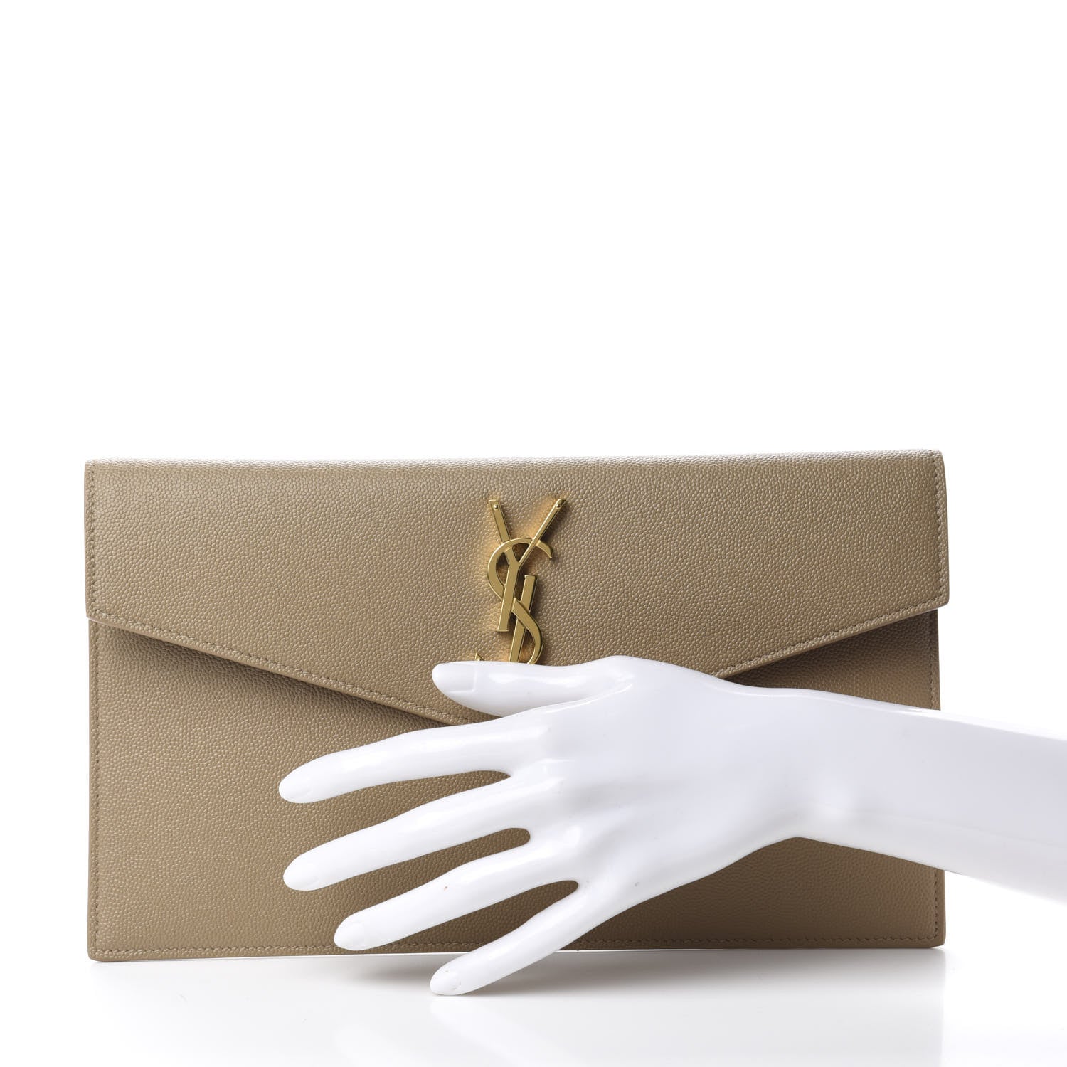 Saint Laurent Grain De Poudre Uptown Pouch Dark Beige 2 of 10