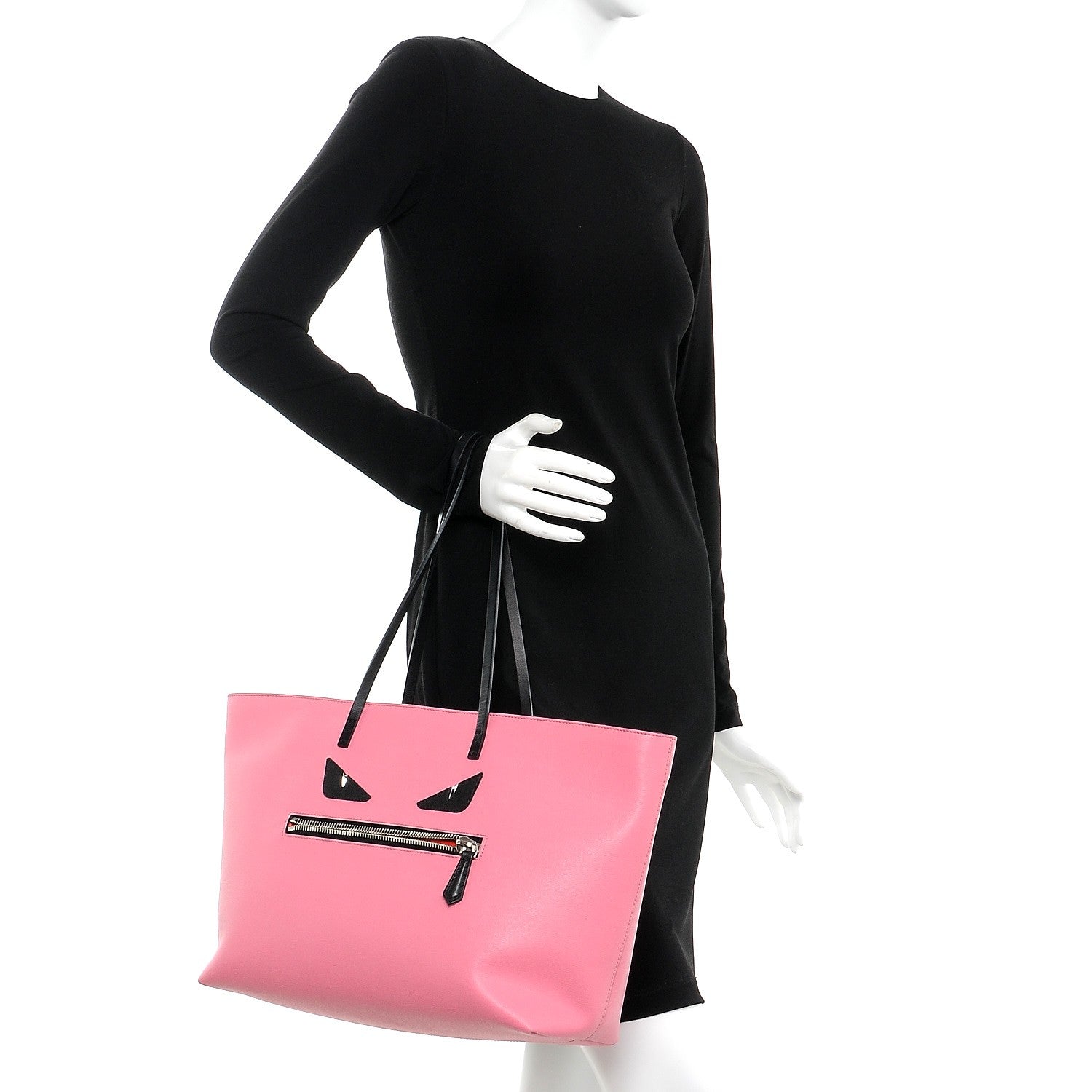 Fendi Vitello Elite Cuoio Monster Buggies Medium Roll Tote Lollypop Black 2 of 11