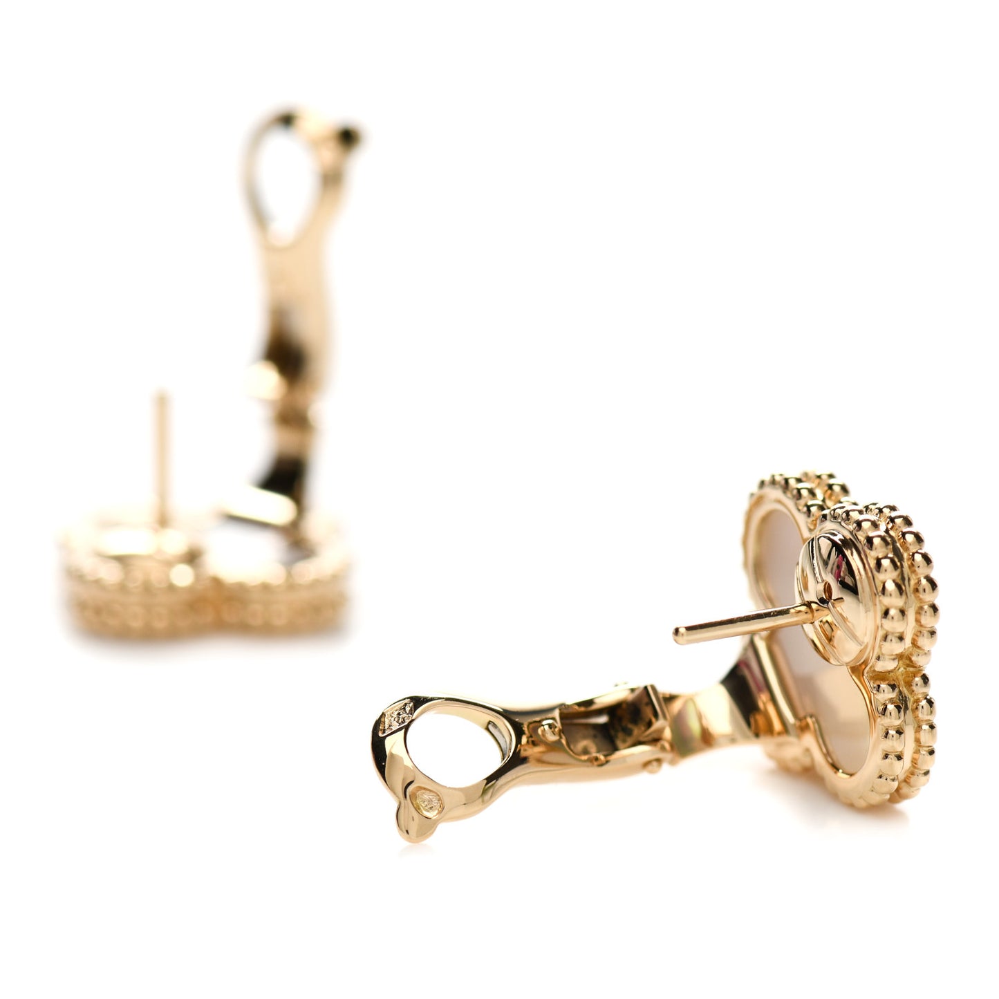 18K Yellow Gold Mother of Pearl Vintage Alhambra Earrings