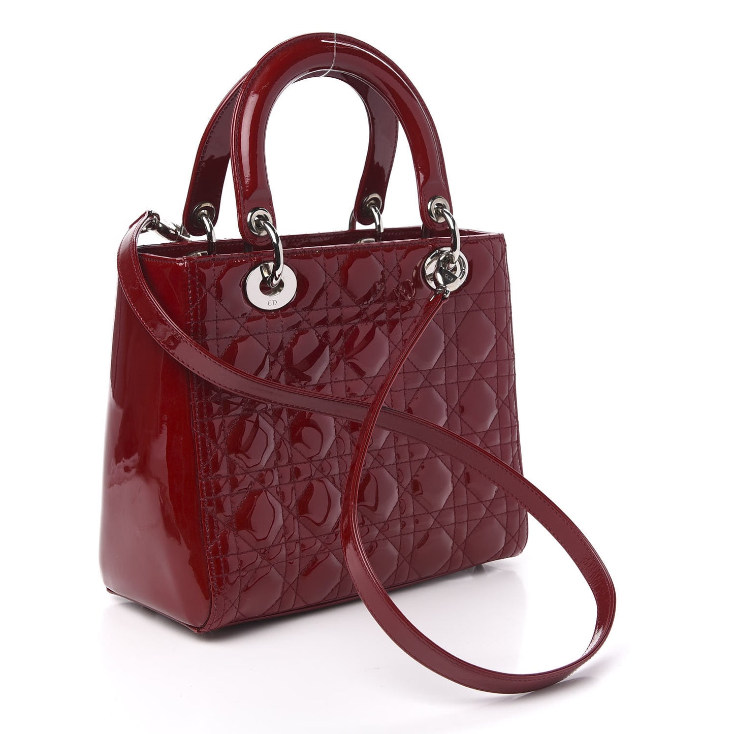 Patent Cannage Medium Lady Dior Red