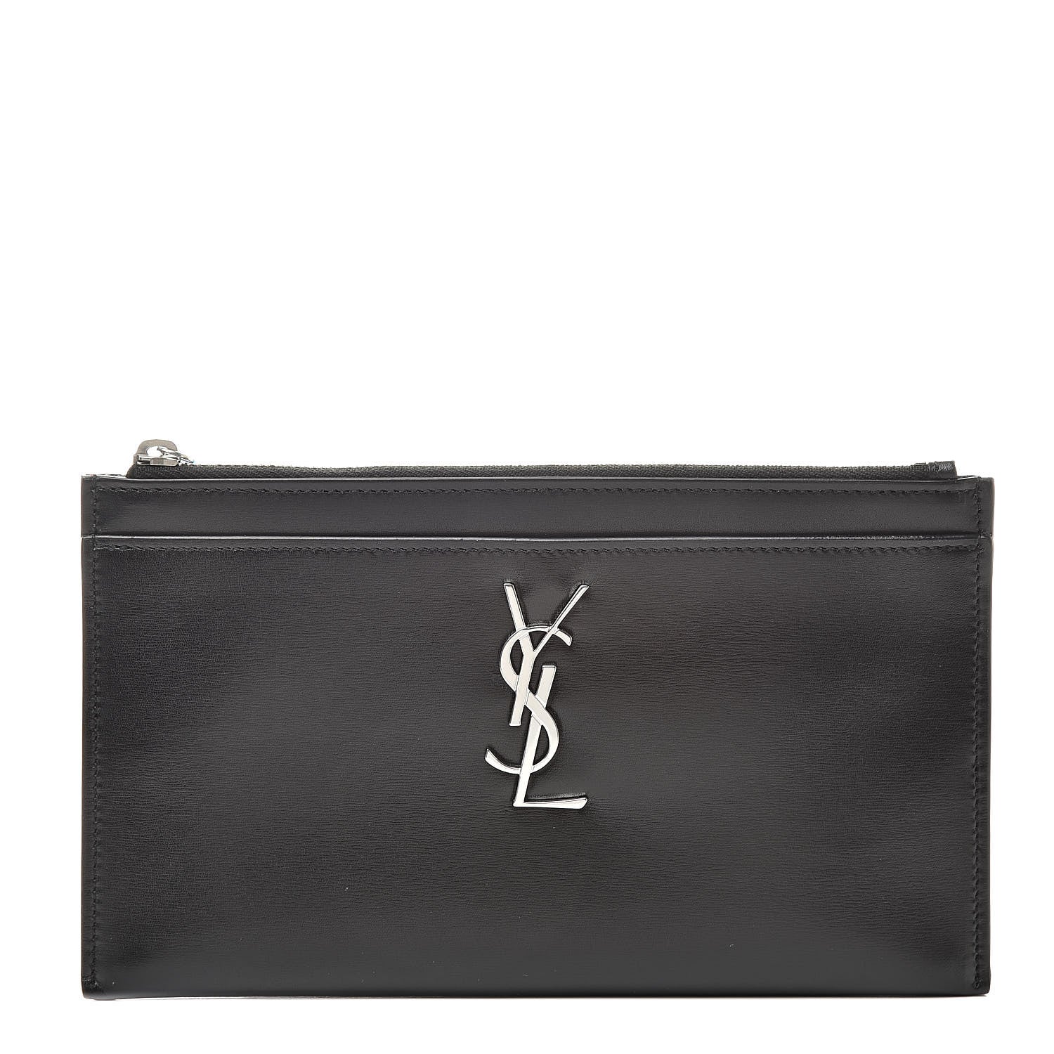 Saint Laurent Smooth Calfskin Monogram Zip Bill Pouch Black 1 of 8