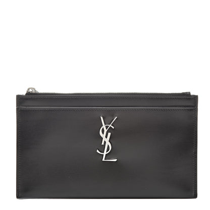 Saint Laurent Smooth Calfskin Monogram Zip Bill Pouch Black 1 of 8