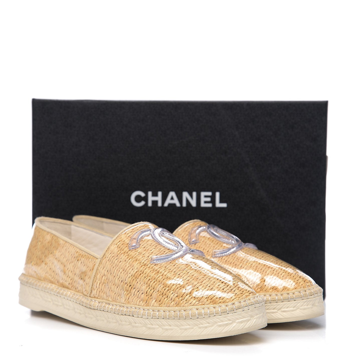 PVC Straw CC Espadrilles 42 Beige