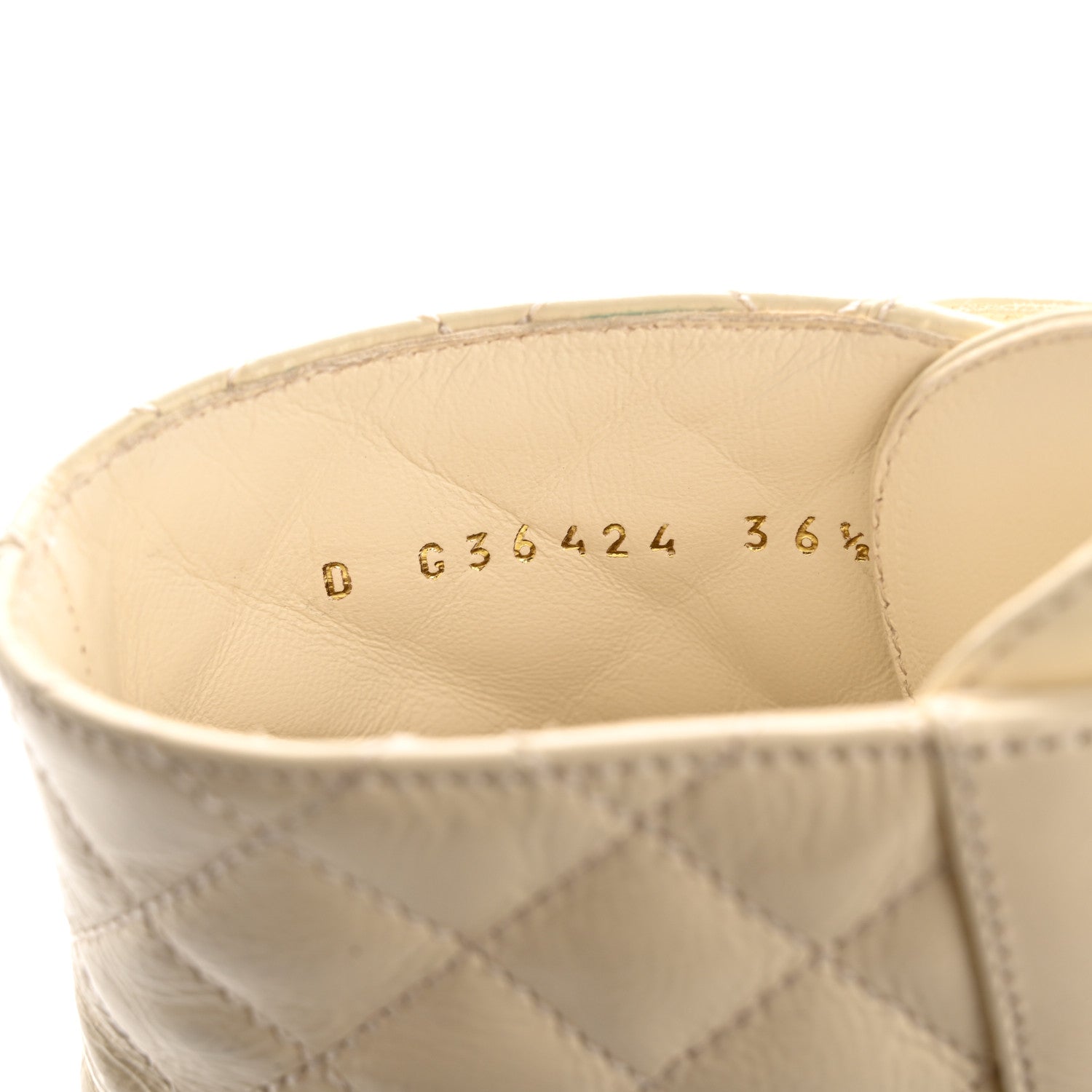 Chanel Shiny Lambskin Quilted Lace Up Combat Boots 36.5 White Black 9 of 12