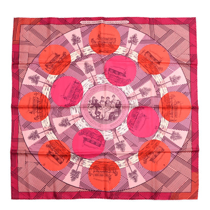 Hermes Silk Jeu Des Omnibus Remix Scarf 90 Rose Corail Fuchsia 1 of 6