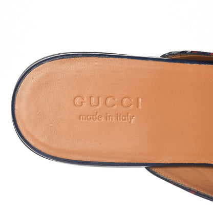 Gucci Calfskin GucciGhost Print Mens Princetown Slippers 12 Blue Agata Hibiscus Red 7 of 8
