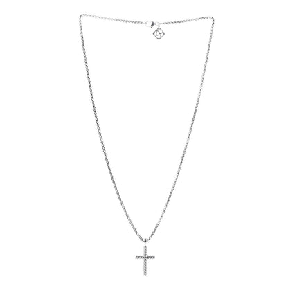 David Yurman Sterling Silver Diamond Cable Classics Cross Necklace 3 of 6