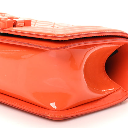 Chanel Patent Calfskin Quilted Small Plexiglass Boy Flap Orange 10 of 10