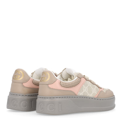 Gucci Calfskin GG Supreme Monogram Perforated Womens Platform 55mm Sneakers 35.5 Apricot Pink Beige Grey 5 of 11
