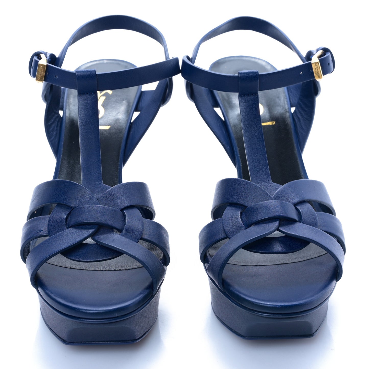 Calfskin Tribute 75 Platform Sandals 36 Navy