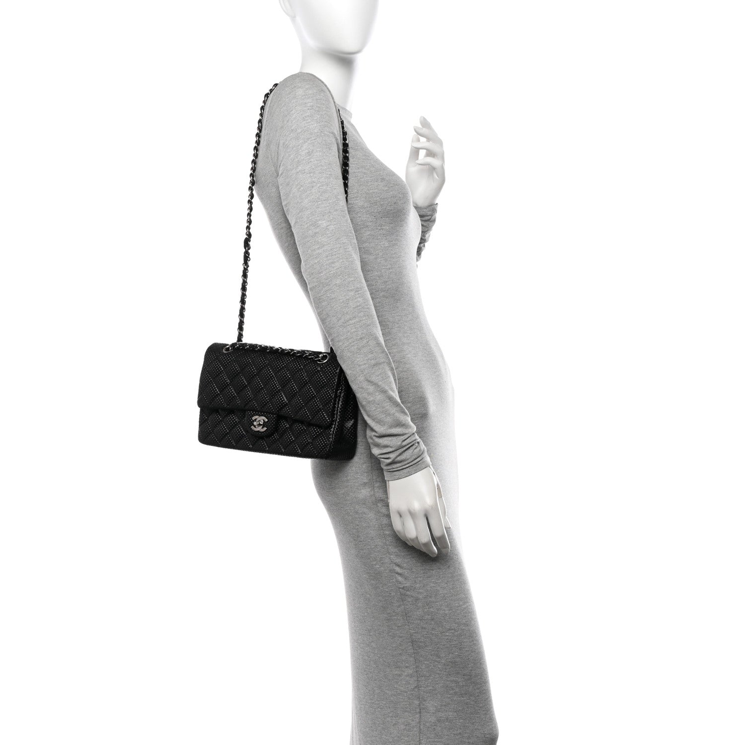 Chanel Lambskin Perforated Medium Double Flap Black 2 of 12