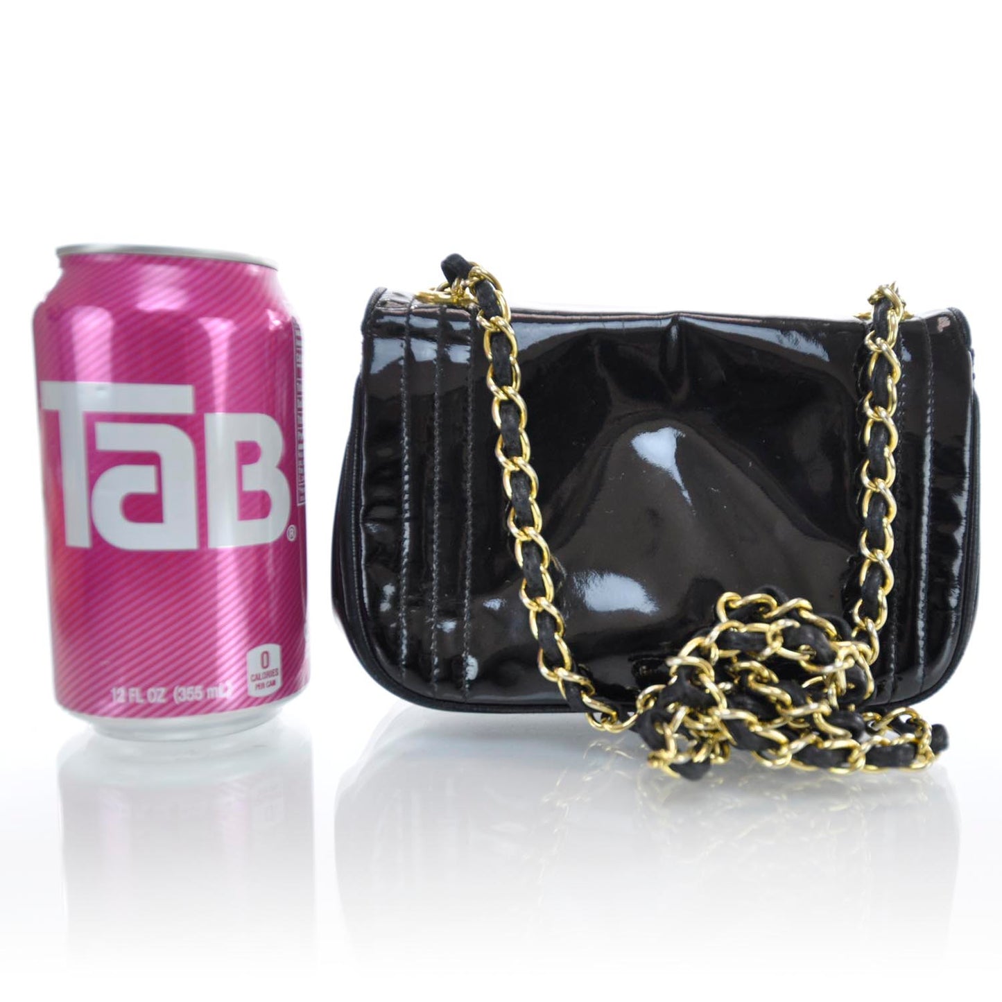 Patent Flap Shoulder Bag Black